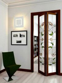 Двери гармошка с витражным декором Чебоксары